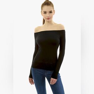 AmélieBoutik Women Off Shoulder Long Sleeve Top Black M